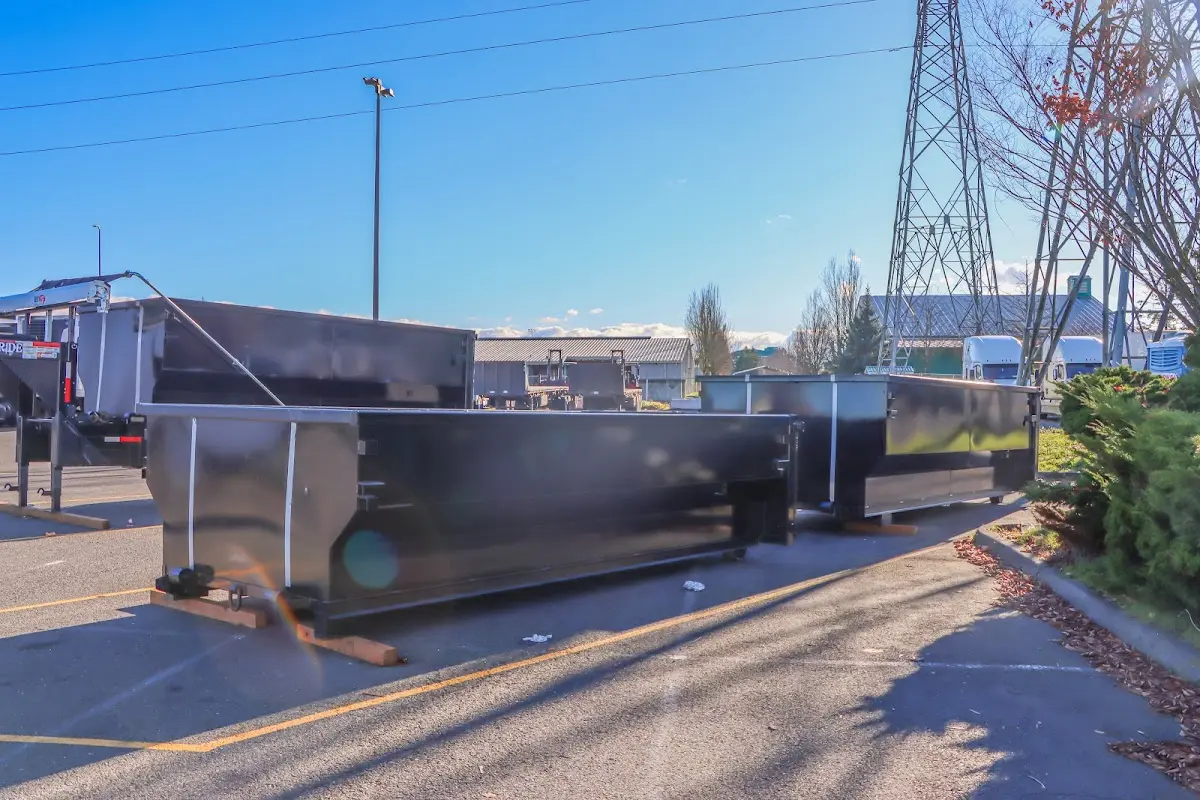 Roll-off dumpster ready for waste disposal at job site for Construction Dumpster Rental in Spokane Valley